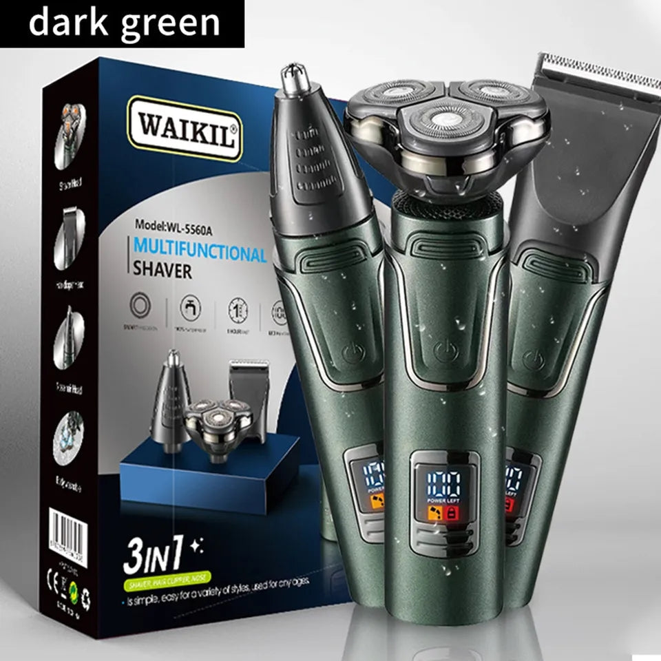 Daling DL-9208 New High quality LED display razor USB Electric Men's Beard knife Revolving body wash Three-head trimmer razor