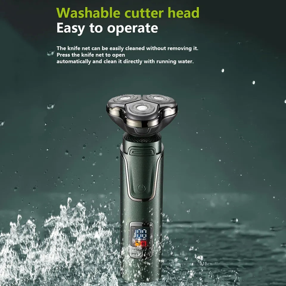 Daling DL-9208 New High quality LED display razor USB Electric Men's Beard knife Revolving body wash Three-head trimmer razor