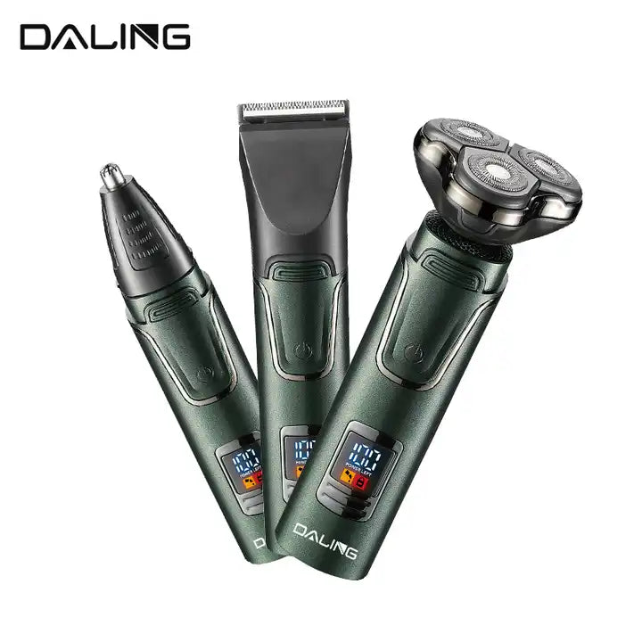Daling DL-9208 New High quality LED display razor USB Electric Men's Beard knife Revolving body wash Three-head trimmer razor