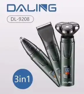 Daling DL-9208 New High quality LED display razor USB Electric Men's Beard knife Revolving body wash Three-head trimmer razor