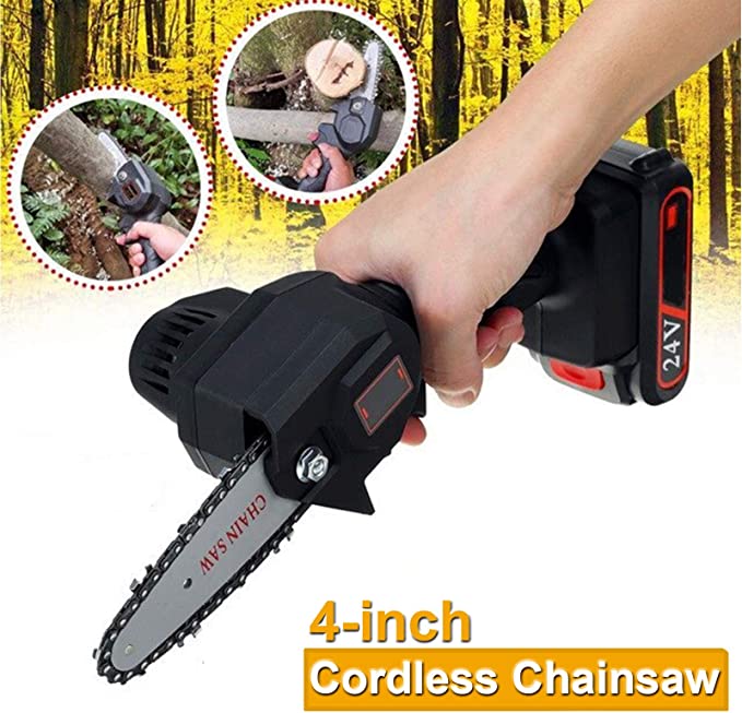24V Mini electric chain saw Cordless small electric saw wireless handheld fast cutting Logging pruning