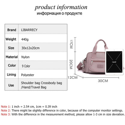 Multi Pocket Women Handbag High Quality Nylon Female Shoulder Bag