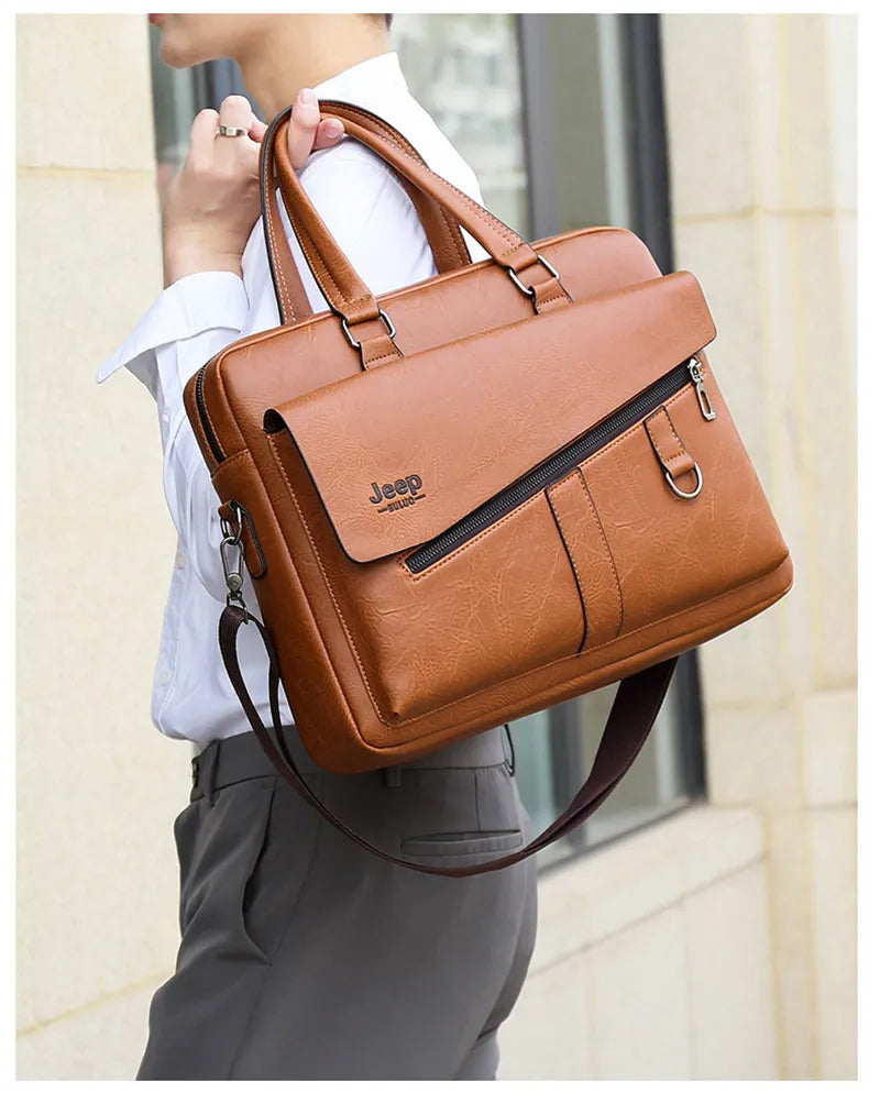 Crossbody Bag Large Briefcase Bag for Man Genuine Leather Handbag Computer Laptop Document Shoulder Business Messenger Tote Crossbody Side Bag Male