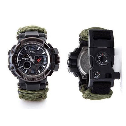 6 in 1 Survival Watch Paracord Compass Bracelet Quartz Wrist Watches