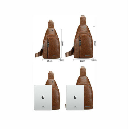 Crossbody Bag Vintage Chest Bag Branded Fashion Casual Men Crossbody Leather Casual Backpack