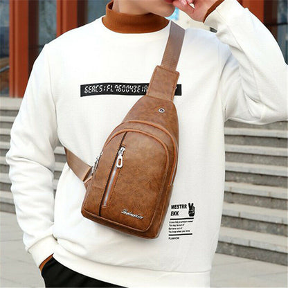 Crossbody Bag Vintage Chest Bag Branded Fashion Casual Men Crossbody Leather Casual Backpack