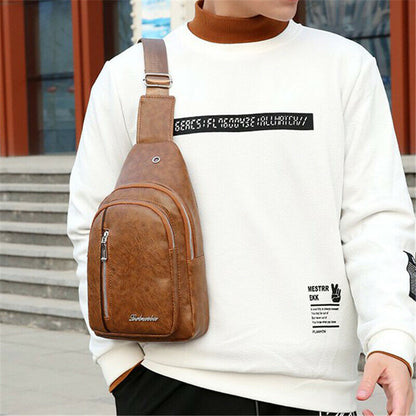 Crossbody Bag Vintage Chest Bag Branded Fashion Casual Men Crossbody Leather Casual Backpack