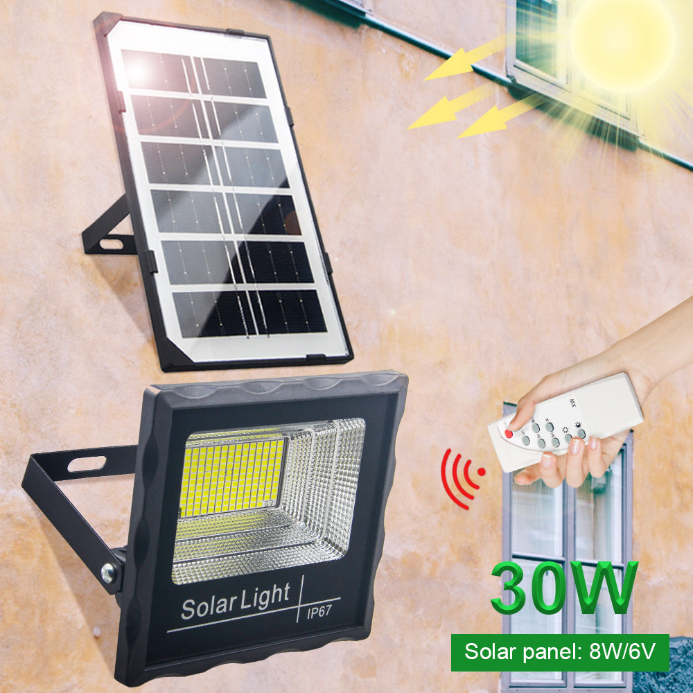 Solar Panel Garden Lamp Outdoor Waterproof IP67 Spot Security Flood Wall Lamp with Wireless Remote