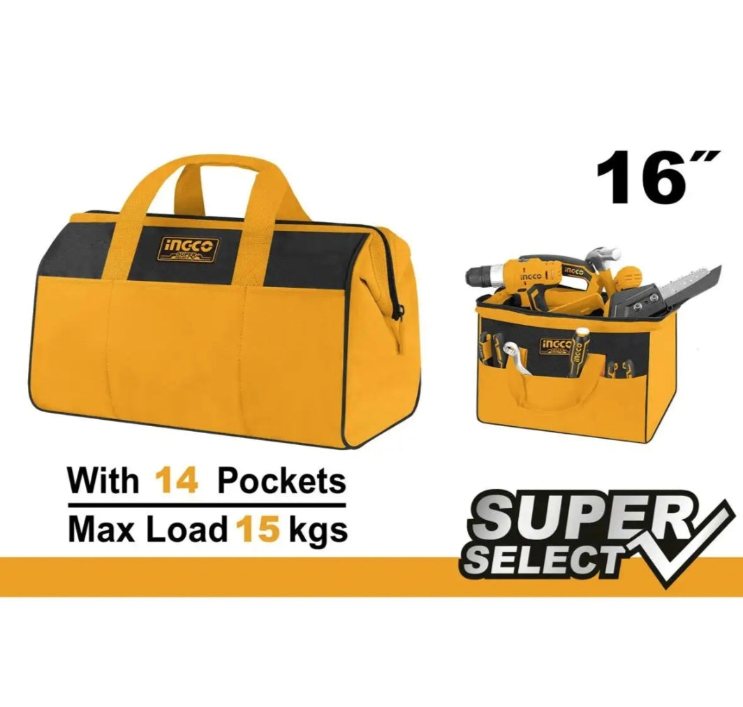 INGCO Tool Bag 16" (6 Pockets Outside & 8 Pockets Inside)